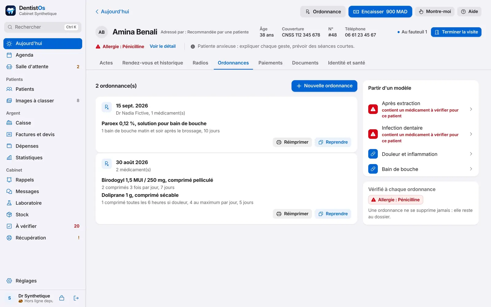 Les ordonnances d'une patiente